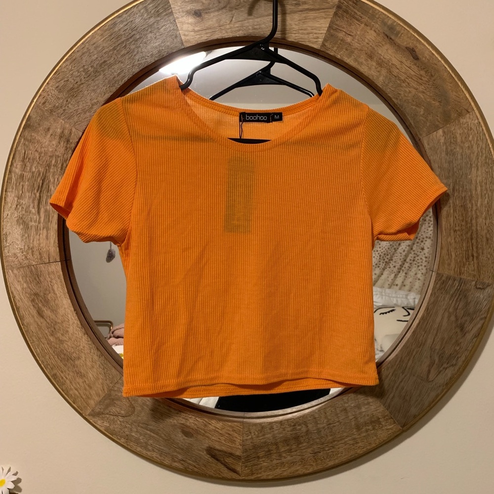 orange ribbed crop top